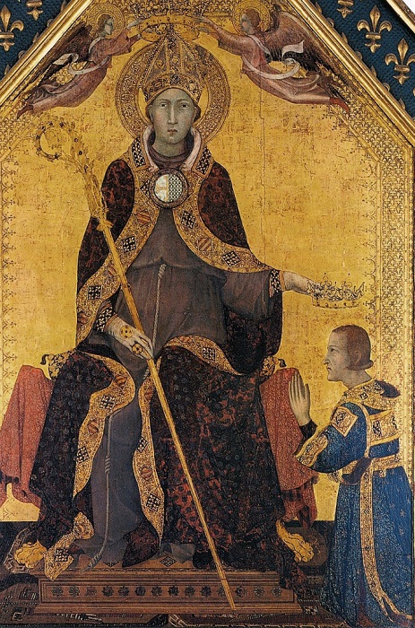 St. Louis of Toulouse Crowns Robert II of Anjou  1316 by Simone Martini fl. 1315-1344   Museo Nazionale Capodimonte Napoli